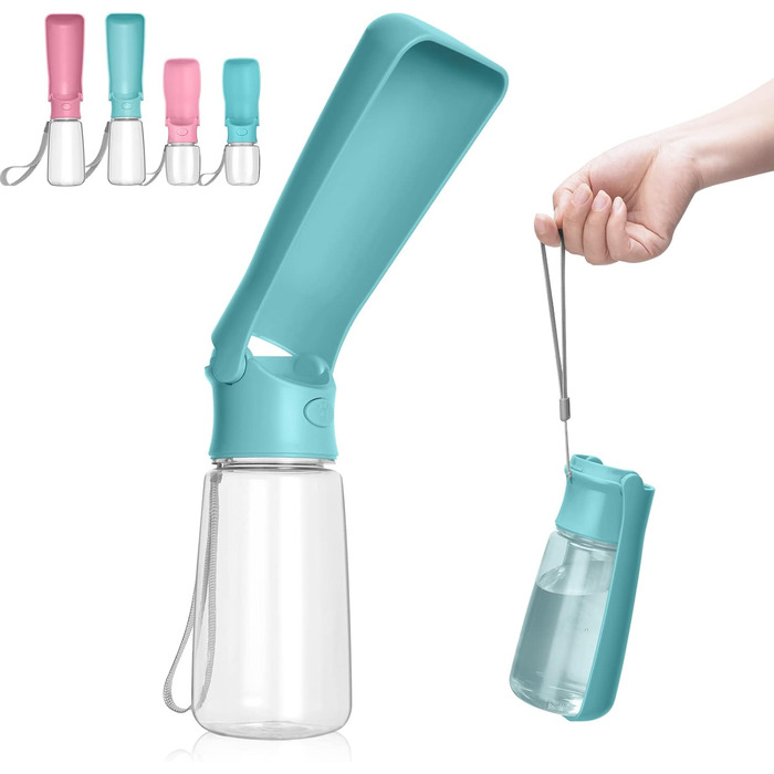 Складана пляшка для води для собак Canareen - 550 мл, блакитна. Зручна для прогулянок, подорожей та активного відпочинку.