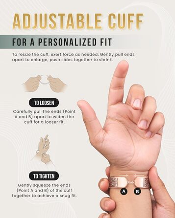 Браслет на руку чоловічий MagnetRX® з чистої міді – Мідний браслет для чоловіків для магнітної терапії – Ідеально при артриті та синдромі карпального тунелю – З інструментом для регулювання розміру (Ірландський бамбук, Copper Cuff)