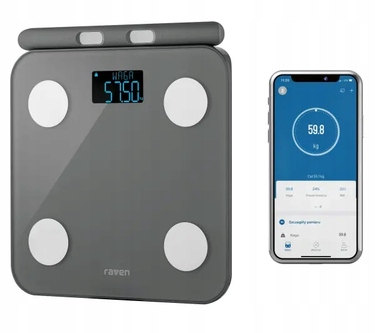 Скляні ваги для ванної Raven EW012BT: аналіз складу тіла, до 180 кг, з підтримкою мобільного додатка