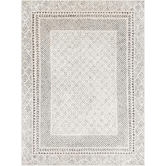 Surya Bahar Rug Bedroom, Living Room, Dining Room, Hallway - Modern Boho Geometric Pattern - Soft Scandinavian Living Room Rug Oriental - Carpet 160x220cm Large Beige Beige and Anthracite 160 x 220 cm (Rectangular)