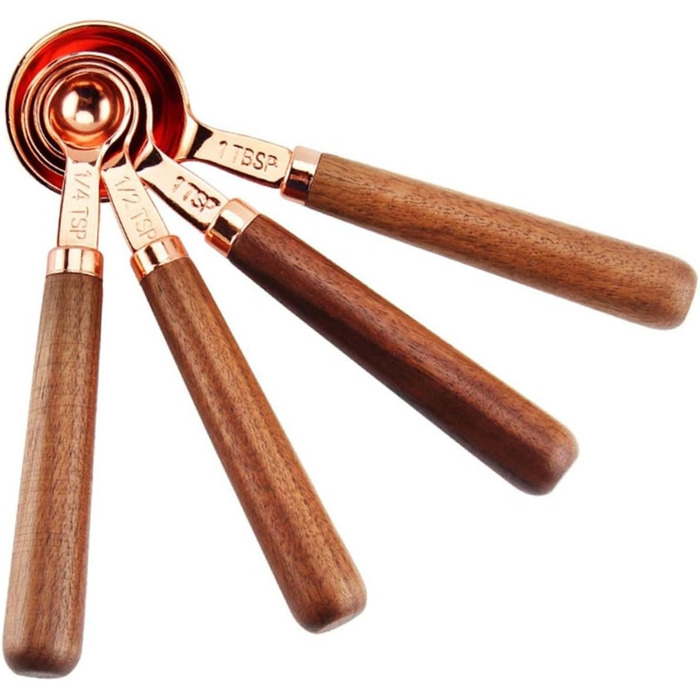 Measuring Cup Set 250 ml, 125 ml, 80 ml, 60 ml, Measuring Spoons for Baking, Rose Gold Stainless Steel for Home Use