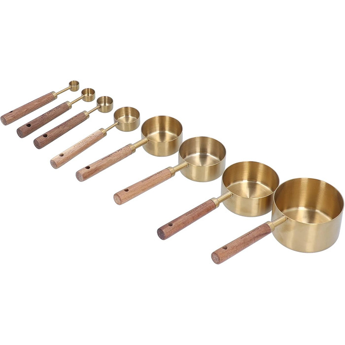 8 Pcs Stainless Steel Measuring Cups, Stackable Measuring Cup Set with Ergonomic Handle, Bartending Scale Measuring Spoons