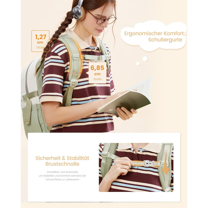 LOVEVOOK Рюкзак для школи дівчинки-підлітка, 15.6 дюймів, рюкзак для ноутбука, легка шкільна сумка, рюкзак для школи, середньої школи, з помпоном, повсякденний, світло-жовтогарячий