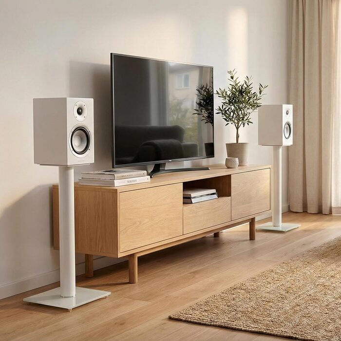 Підставка для колонок Sonorous SP100-60 Біла – Пара, 60 см | Алюмінієва та скляна підставка | Максимальне навантаження 20 кг на підставку | Вбудована організація кабелів