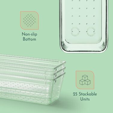 Ruboxa Transparent Drawer Organizer - 25 Pack, transparent plastic drawer organizers for home, organization and storage, kitchen, vanity, and office