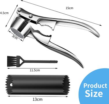 Пресс для часнику з очищувачем та щіткою, ручний, для кухні