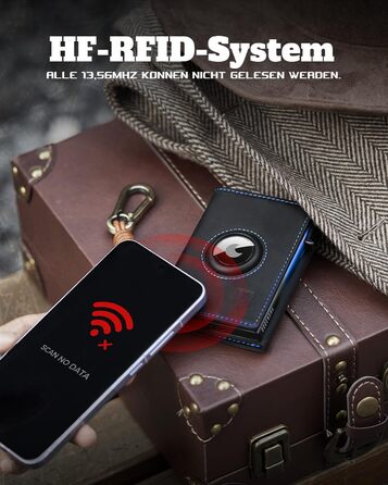 Портмоне DODENSHA® MagSnap для чоловіків з RFID захистом та відділенням для AirTag, картхолдер на 10+ карт, з монетницею, чорно-синій колір