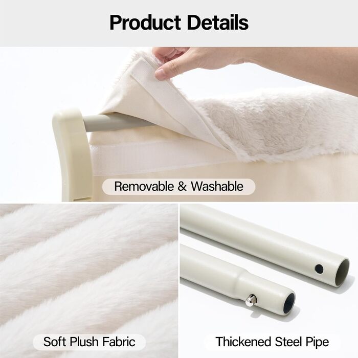 MEWOOFUN Cat Hammock Window Cat Bed Window Sill for Cats - 50x36cm Cat Bed for Radiator Cat Hammock with Soft Bed, Removable Suction Cup Free Holds 18kg (White L)