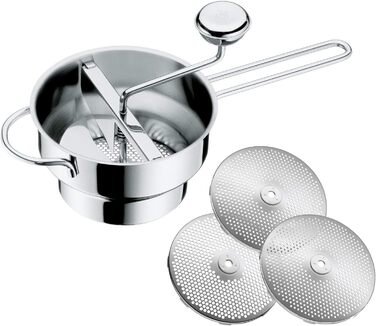 Прес для овочів і фруктів WMF Gourmet, 3 насадки, 19x11,5 см, нержавіюча сталь Cromargan, розбірний