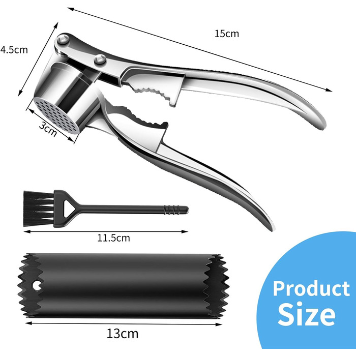Пресс для часнику з очищувачем та щіткою, ручний, для кухні