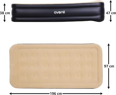 Надувний матрац Avenli для 2 осіб з вбудованим насосом, 196x97x47 см - для кемпінгу та дому