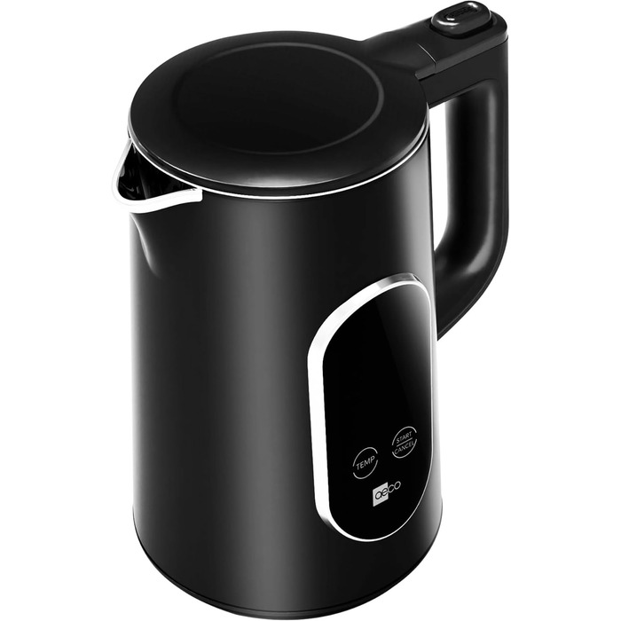 Електричний чайник Aeco AQA NEO з нержавіючої сталі, 1.7 л, 2150 Вт, без BPA, фільтр від накипу, бездротовий, CoolTouch, шампань срібло (Aqa Elite (чорний матовий))