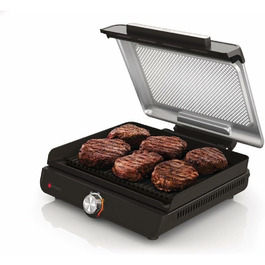 Електрогриль Ninja Sizzle Indoor з антипригарною пласкою панеллю, знімною кришкою, лотком для жиру, терморегулятором та кулінарною книгою, сірий GR101EU