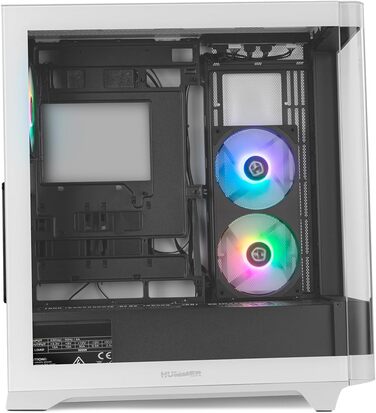 Корпус для ПК NOX Xtreme Products White: ATX/Micro-ATX/ITX Midi-Tower з сітчастою передньою та верхньою панелями, скло з загартованого скла, 3 x 140 мм вентилятори, підтримка до 10 вентиляторів, USB-C/USB 3.0, білий (HUMMER ETHER W/B)