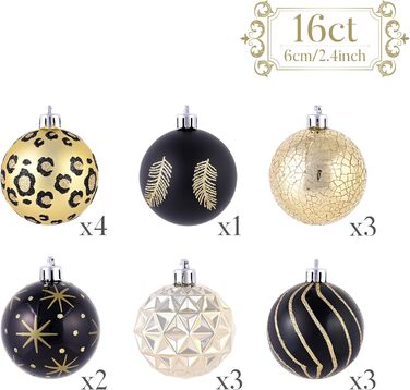 Набір новорічних кулічок Valery Madelyn (16 шт, 6 см) - червоно-зелено-золотий декор, з подарунковою упаковкою