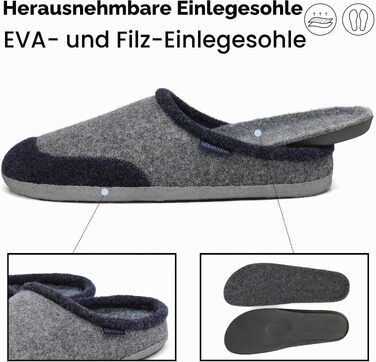 Зимові фетрові капці Mishansha Unisex для дому, розмір 46 EU, колір єгипетський синій