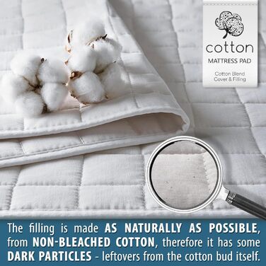 FAM Home Mattress Protector with 4 Elastic Corners, Topper, Natural and Breathable, Bedspread for Adults and Children, Mattress Pad, 180 x 200 cm