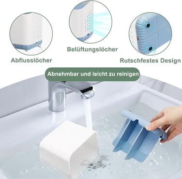 Тримач для зубних щіток електричних, органайзер для ванної кімнати, великий, антиковзний, з регульованими перегородками (синій, білий)