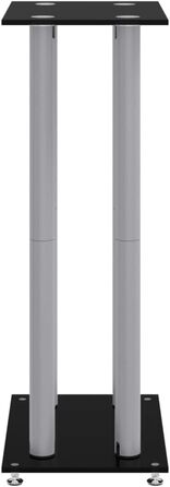 Підставка для колонок vidaXL (2 шт.), чорний та срібний, з 4 колонами, з антиковзними ніжками