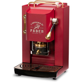 Faber Pro Deluxe Brass Coffee Machine with Waffles from Ese Paper 44 mm (Cherry Red) + 50 Waffles Ritz Café Unique Blend