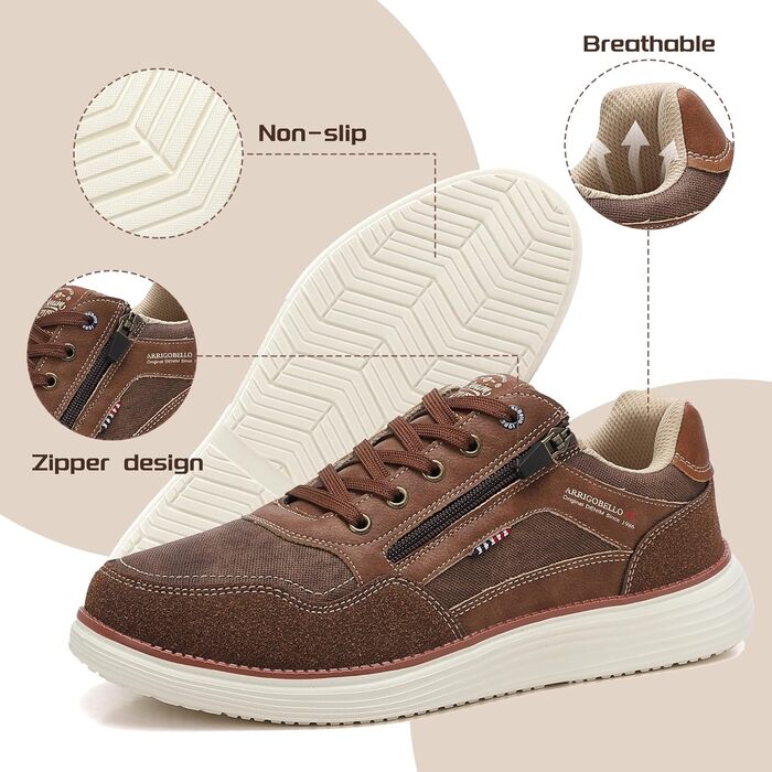ARRIGO BELLO Чоловічі кросівки для активного відпочинку: легкі, зручні, для туризму та бігу. Розміри 41-46, колір: коричневий