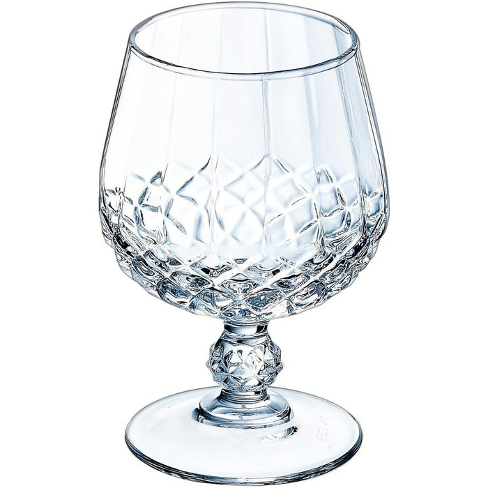 Cristal d'Arques Paris Longchamp - Cognac glasses 320 ml - Set of 6 - made of Kwarx - reinforced packaging - Shine, transparency and high resistance, Clear