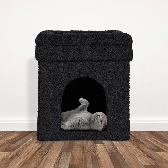 Relaxdays Black Cat Cave with Cushion