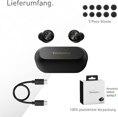 Technics EAH-AZ100E-S Бездротові навушники з активним шумозаглушенням, 10 мм драйвер, Multipoint Bluetooth, Voice Focus AI, комфортні, сріблясті