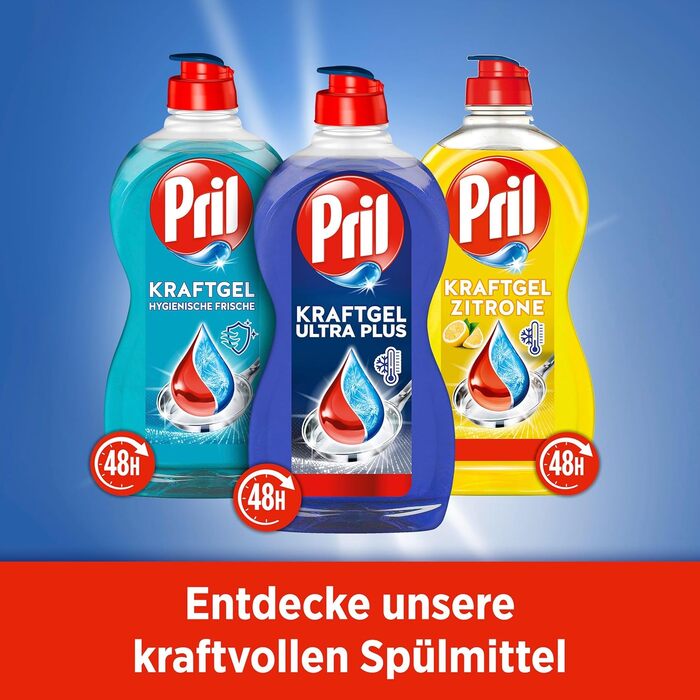 Засіб для миття посуду Pril Kraft Gel Ultra Plus, гель для ручного миття з високою жиророзчинною здатністю, 450 мл, 6 шт