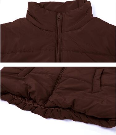 Жіноча пухова жилетка Ainangua з коміром-стійкою, блискавкою, без рукавів, тепла, з утеплювачем, для зими, легка куртка/манто (M, Коричневий)