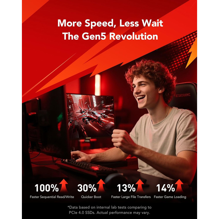 Lexar ARES PRO 1TB Gen5 NVMe M.2 SSD: PCIe 5.0, 14000 МБ/с для ПК, ноутбуків, PS5