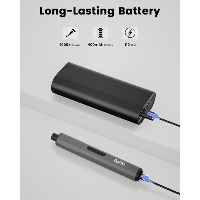 Набір мініатюрної електричної викрутки TANYO 51 в 1 з акумулятором 400mAh, LED-ліхтариком, для ремонту iPhone, ноутбуків, окулярів, годинників (чорний)