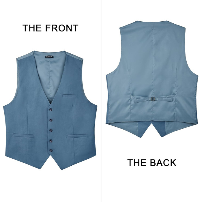 Чоловіча жилетка Enision для ділового стилю та вечірніх подій, однотонна жилетка з кишенями, розміри XS-4XL, колір: морський/блакитний