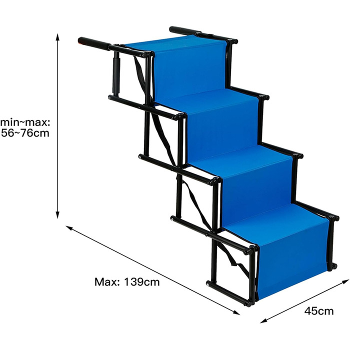 Рампа для собак Homewell - складана, до 70 кг, регульована - для маленьких, середніх та великих собак, легка у зберіганні (блакитна)