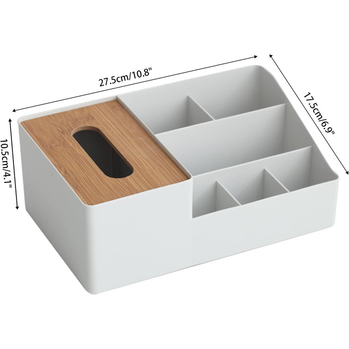 Tissue Box, Tissue Holder Box, Multifunctional Tissue Holder with Stylish Remote Control Desk, Cosmetic Tissue Box for Office Bedroom Car (B grey)