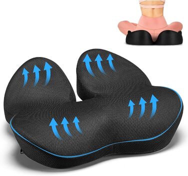 Ортопедична подушка для сидіння Acacomft з memory foam для зменшення болю в куприку. Ергономічна подушка для офісу, авто, дивана та інвалідного візка