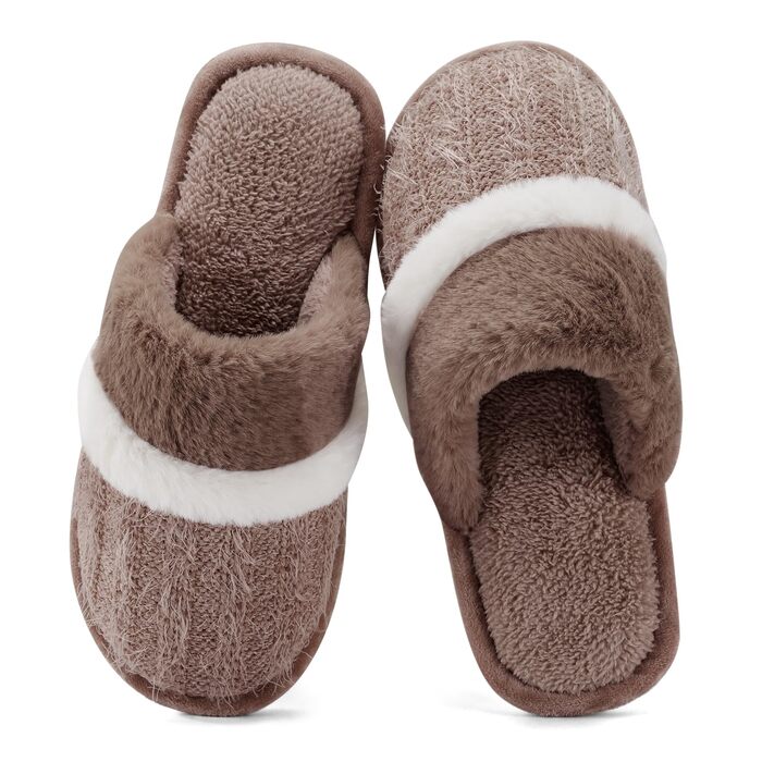 Теплі халати для дому жіночі та чоловічі зимові - м'які та зручні капці з меморі-піною, антиковзкі халати для холодної погоди, стильні та елегантні шльопанці, чудовий подарунок, коричневий, 42/43 EU