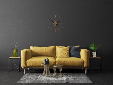 FLEXISTYLE 3D Wall Clocks DIY Oak Large 50-75CM (Thickness 19MM!) for Office Living Room Bedroom Decoration, z54g eco75 d-1-x (Oak/Black 2, HolzSimple)