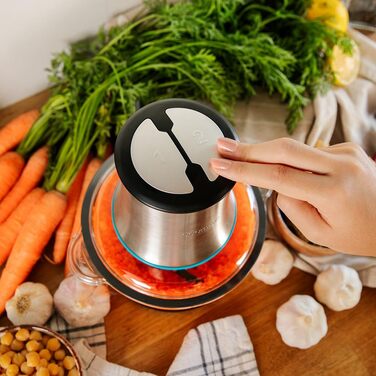 Подрібнювач Cecotec ChopBeat 2000 Vindaloo Glass 500W - скляний контейнер, 4 леза, 2 швидкості