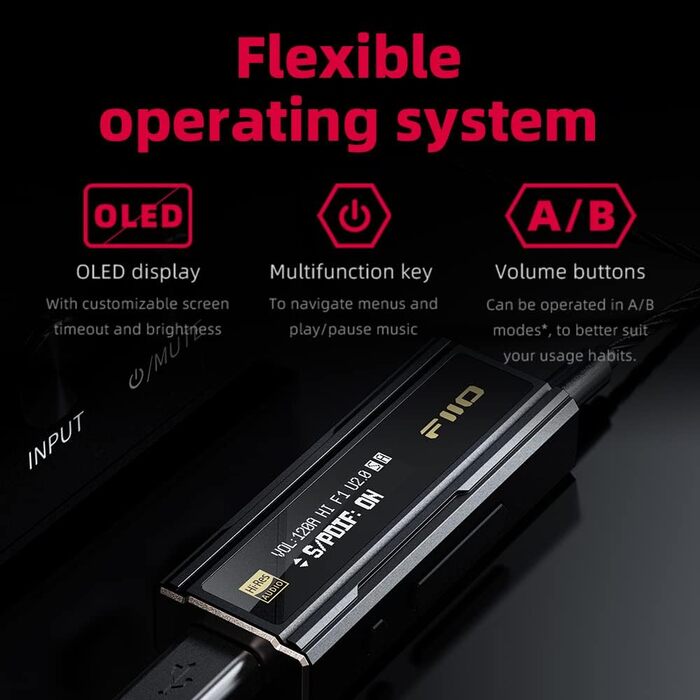 Портативний ЦАП та підсилювач навушників FiiO KA5 з OLED-дисплеєм (3,5 мм та 4,4 мм баланс)