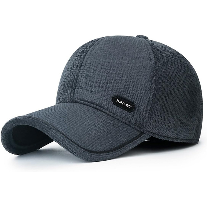 Чоловіча зимова кепка basecap з відкидними навушниками, унісекс, бейсболка з клапанами, повсякденний стиль, шапка для активного відпочинку (темно-сірий)