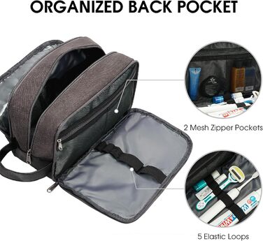 Чоловіча дорожня косметичка WANDF з канвасу, водонепроникна, зелена/темно-сіра