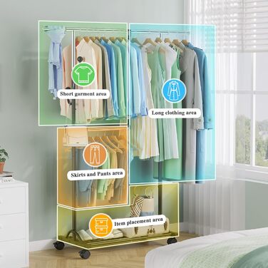 Кледірстанцер FAVOOOSTY на колесах, мобільний, металевий, регульований, чорно-білий, 89.50×39.00×161.20 см