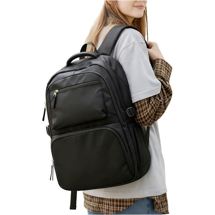 Шкільний рюкзак для підлітків: чорний, 46*35*18 см. Підходить для дівчаток та хлопців. Шкільна сумка, casual daypack, рюкзак для школи.