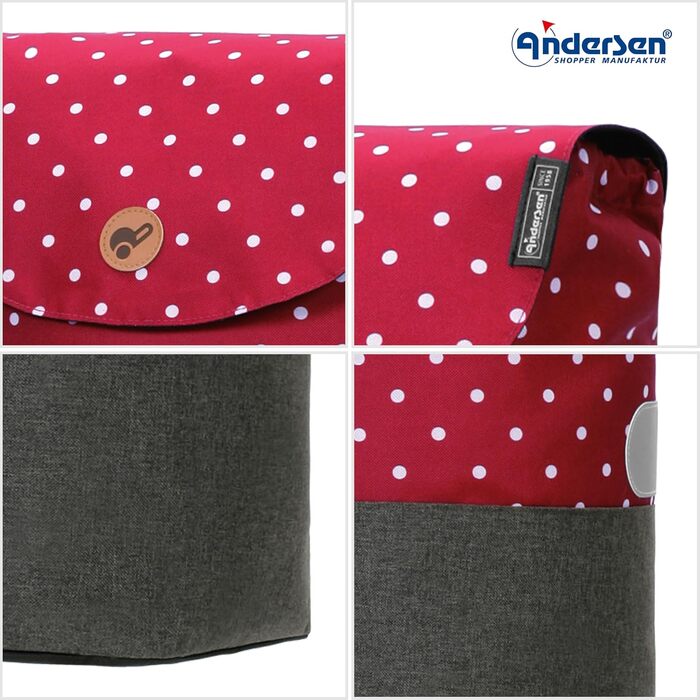 Сумка-візок для покупок ANDERSEN Scala Shopper Duko, червона, 36 л, водовідштовхуюча, складана, з безшумними колесами