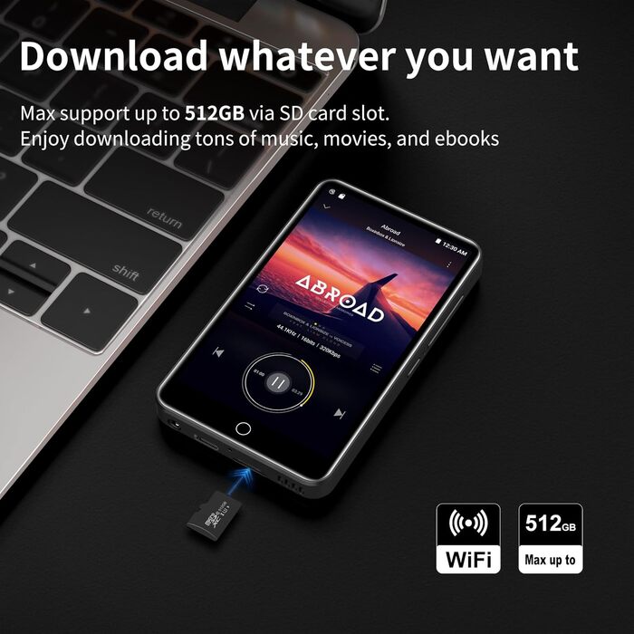MP3 плеєр з Spotify, 80GB, Bluetooth, Wi-Fi, сенсорний екран 4
