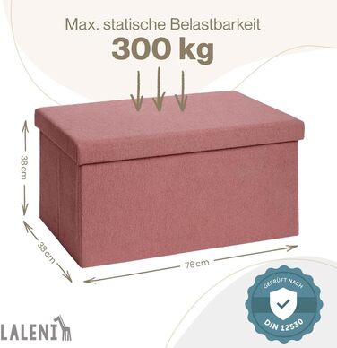 Стілець-сундук Laleni з великим відділенням для зберігання, 76x38x38 см, кораловий – зручна лавка, пуф та короб для зберігання речей, багатофункціональна м’яка скриня