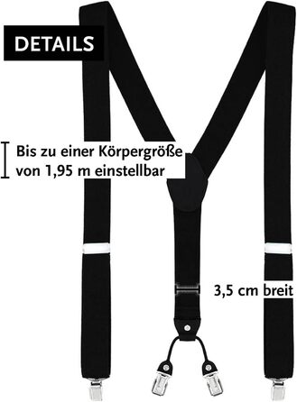 Підтяжки чоловічі DonDon Y-подібні, 3,5 см, еластичні, регульовані, комплект з метеликом 12х6 см, чорні