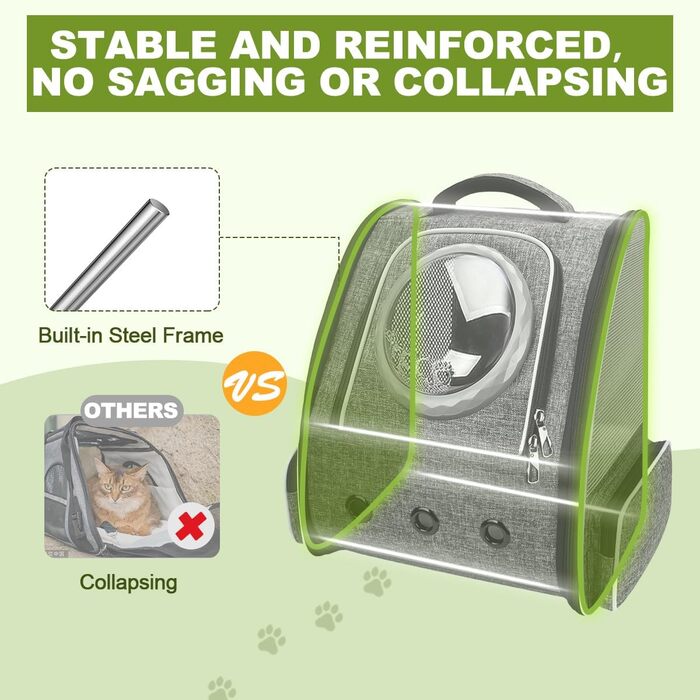 Рюкзак-переноска для котів та собак PENCCOR, розширюваний, сірий. Зручний рюкзак-транспортер для подорожей з домашніми тваринами. Дихаючий рюкзак для великих котів та маленьких собак.