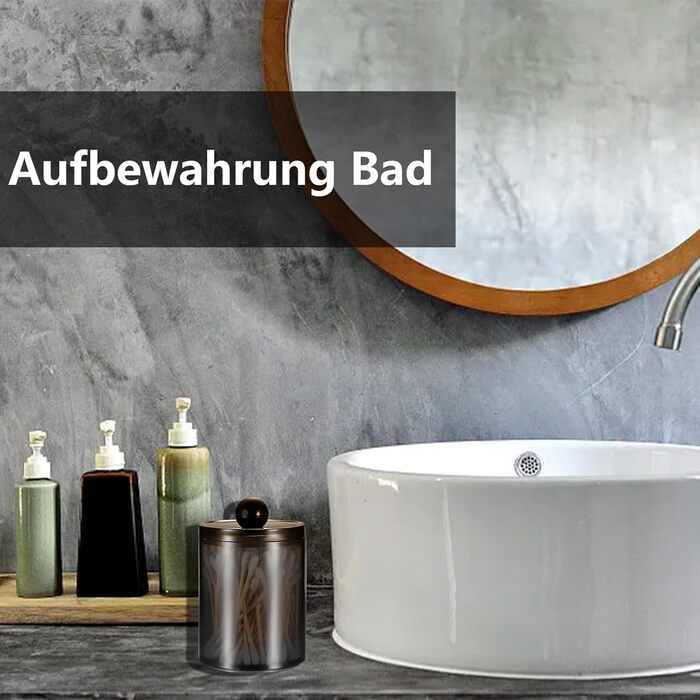 Організатор для ватних паличок та дисків: набір з 3 шт. Чорний акриловий контейнер з кришкою для ванної, спальні, вітальні